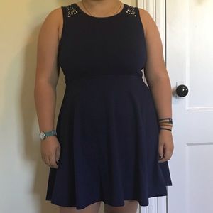 Blue sundress with diamond studs